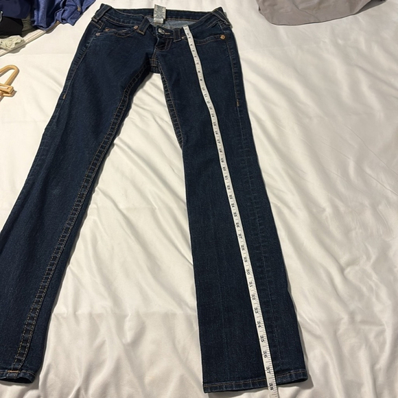 True religion straight leg jeans low rise cotton blend dark blue 5 pockets sz 26 - Picture 13 of 14